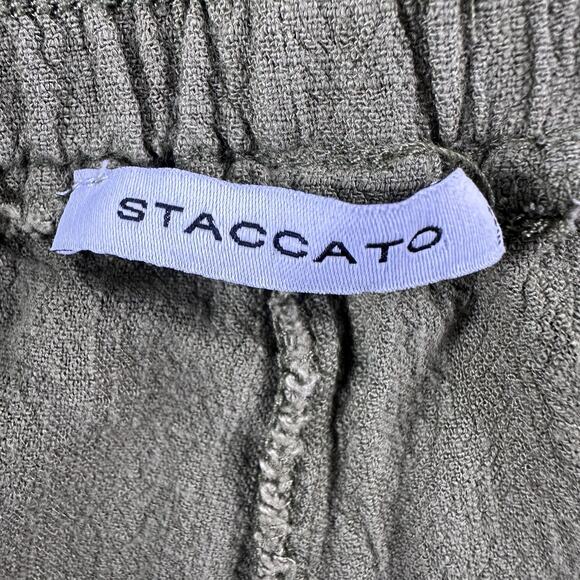 Staccato Pants Women Medium Army Green Coastal Beachy Lightweight Linen Blend - Picture 9 of 12